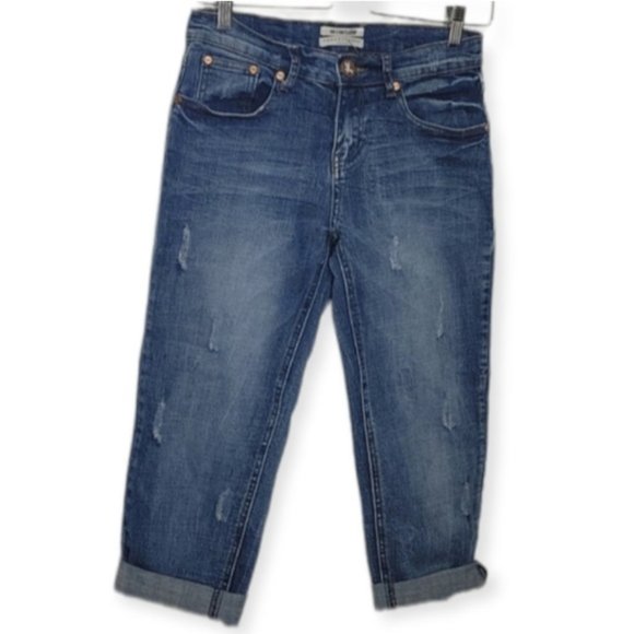 One Teaspoon Medium Rise Relaxed Leg Tappered Rolled Cuff Jeans - Picture 12 of 14